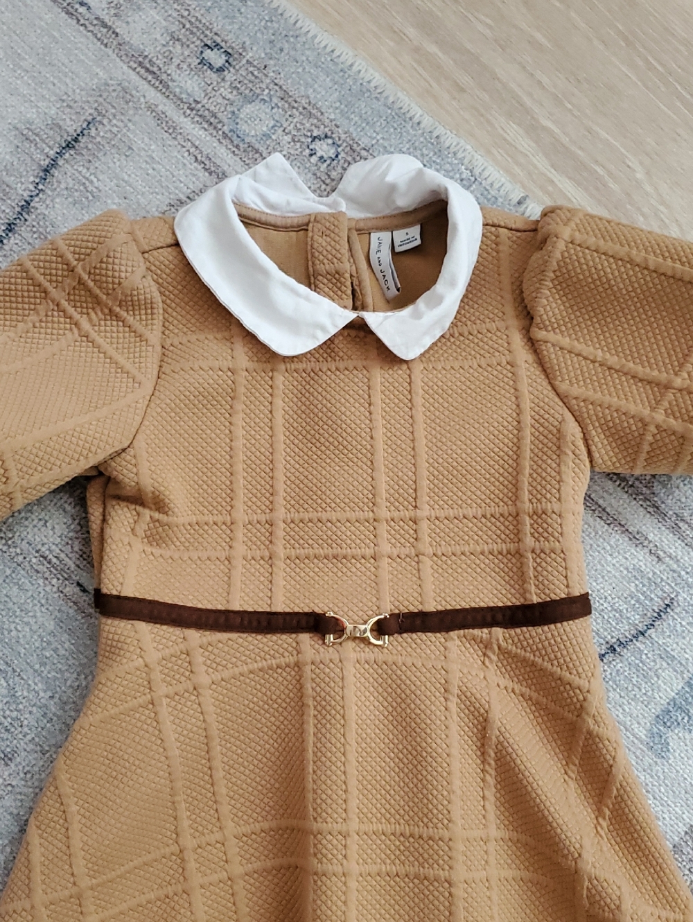 Janie and Janie Girls Tan Equestrian Collared Dress Sz5 - Picture 3 of 13